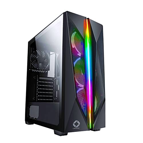 CHIPTRONEX GX3000 RGB Mid Tower ATX Gaming Cabinet Computer case with 3 x 120 mm ARGB Fan,Strip, MB Sync, 1 x 120mm Rear Fan, Supports ATX, Micro-ATX, Mini-ITX Motherboard with Tempered Glass Side Panel gaming case, computer case, cabinet for pc, pc cabinet, cabinet rgb , rgb light, ATX MATX ITX (case WIthout SMPS)
