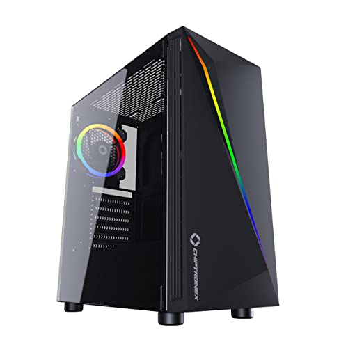 CHIPTRONEX MX5 RGB Mid Tower ATX Gaming Cabinet RGB Strip Tempered Glass USB 3.0 one Preinstalled 120mm RGB Fan gaming case, computer case, cabinet for pc, pc cabinet, cabinet rgb , rgb light, ATX MATX MITX motherboard (case Without SMPS)