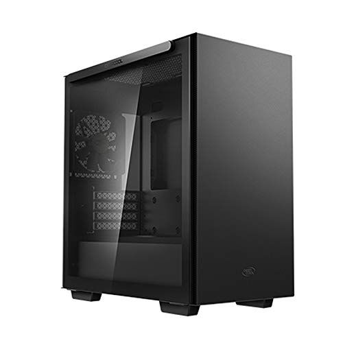 DEEPCOOL MACUBE 110 BK Black Micro ATX Computer Cabinet with Magnetic Tempered Glass with up to six 120mm or Four 140mm Cooling Fans Support and radiators up to 280mm on top and in Front