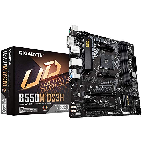 GIGABYTE B550M DS3H Ultra Durable Motherboard with Pure Digital VRM Solution, PCIe 4.0 x16 Slot, RGB Fusion 2.0, Q-Flash Plus