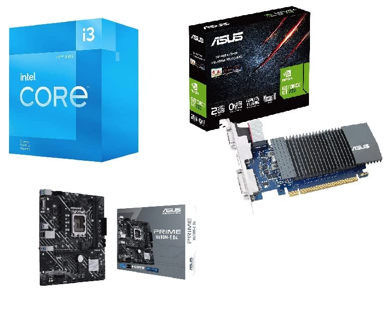 Intel Core i3 12100F 12th Gen Desktop Processor 12 MB Cache, Asus PRIME-H610M-E-D4 Motherboard and ASUS GT 730 2GB DDR5 Graphic Card Combo 3 Years Warranty 3 in 1 Recommended Combo