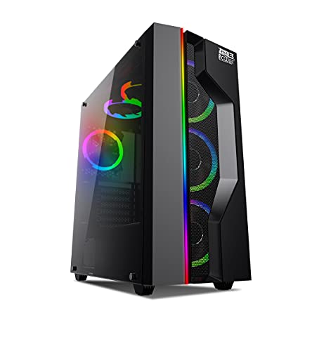PCCOOLER Master LE300 MESH ARGB Mid-Tower Gaming Cabinet with Tempered Glass Side Panel, RGB LED Strip, & Dust Filter