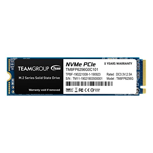TEAMGROUP MP33 256GB NVMe PCIe M.2 2280 Solid State Drive SSD TM8FP6256G0C101 (Read/Write Speed up to 1,600/1,000 MB/s) - TM8FP6256G0C101