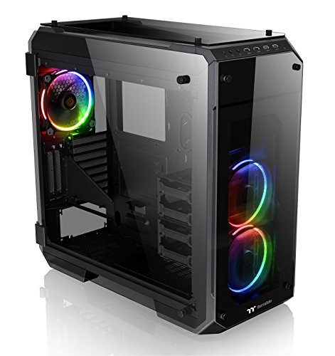 Thermaltake 71 RGB 4 Sided Tempered Glass GPU Modular E ATX Gaming Full Tower Computer Case with 3 RGB LED Ring Fan Pre-Installed CA 1I7 00F1WN 01