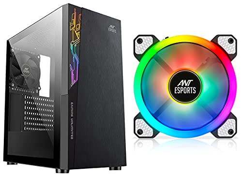 Ant Esports ICE-120AG Mid Tower Computer Case I Gaming Cabinet Supports - Black & Ant Esports Superflow 120 Auto RGB V2 1200 RPM Case Fan/Cooler